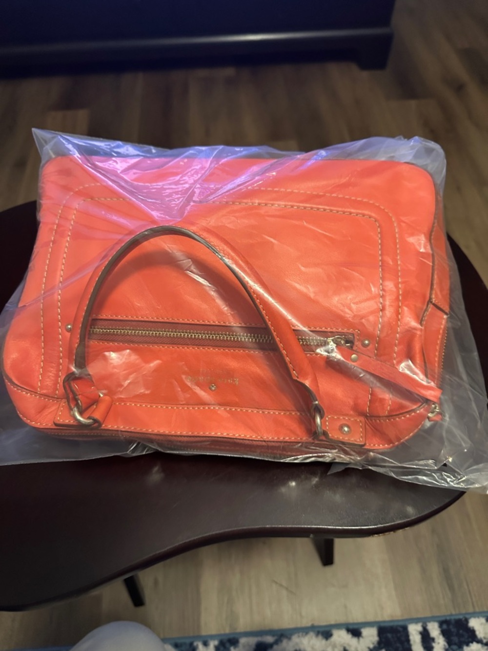 kate spade Cyber Orange Leather medium Satchel, Gold Hardware HTF - Picture 13 of 13